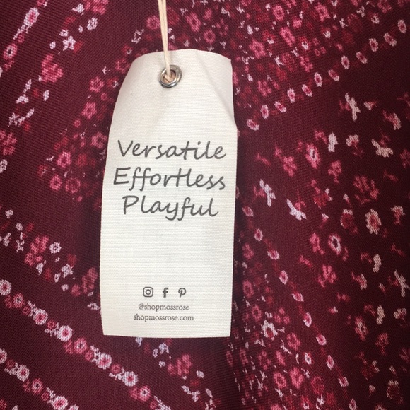 Moss Rose Cranberry Colored Kimono Cover Up with Small Flower Accents NWT OS - Picture 5 of 10